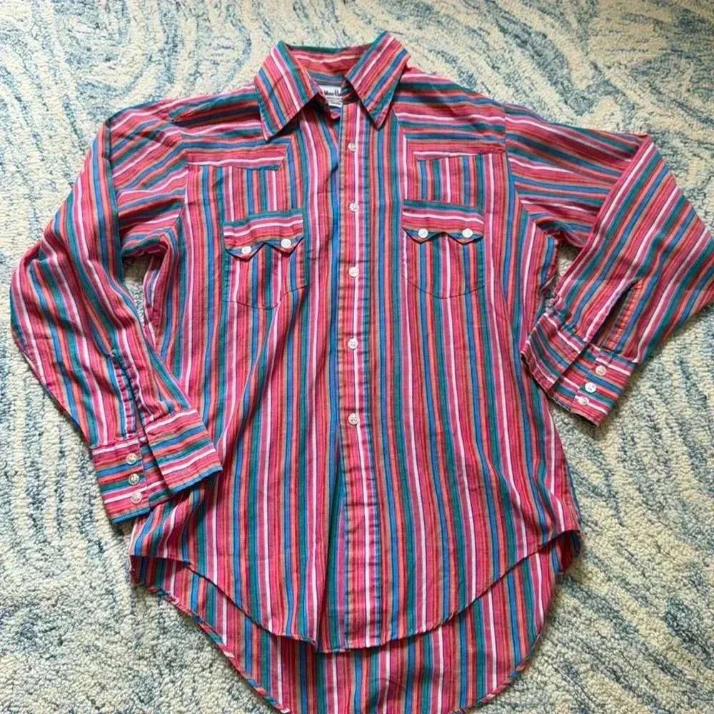 Vintage Marlboro striped western style shirt, medium 